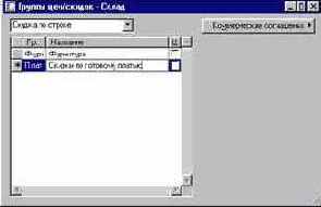 Настройка номенклатурных групп скидок